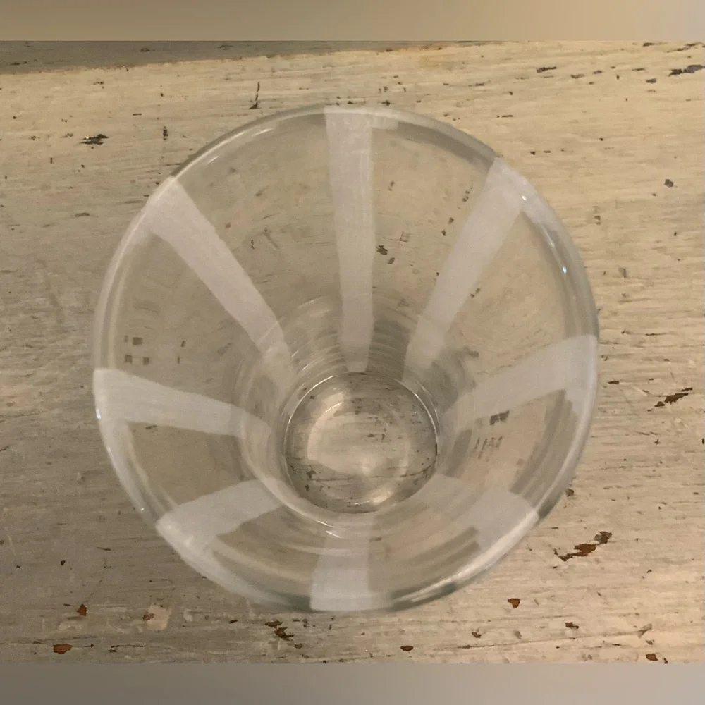 Hand Crafted Hand Blown Etched Frosted Stripe Glass Vase‎ Like New